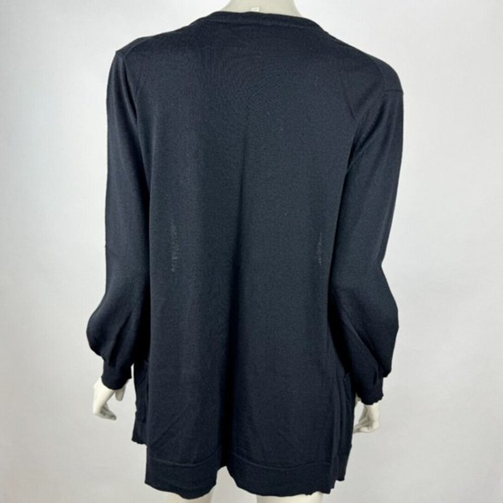 Eileen Fisher Wool Open Front Cardigan Women L EUC Lightweight Stretch Sweater